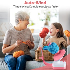 Electric Wool Winder - Automatic Yarn Winder, Wool Unwinder, Ball Winder, Yarn Winder for Crochet with Continuous Speed, Ideal Aid for Knitting Lovers (Pink)