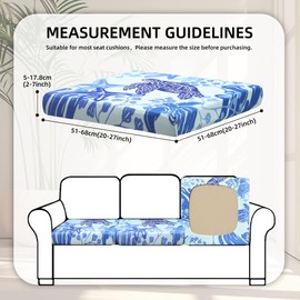 8Pcs Stretch Patio Cushion Covers, Outdoor Couch Cushion Covers Replacement, Patio Slipcovers Couch Cover, Washable Furniture Cover (Sea Turtle, Cover Only)