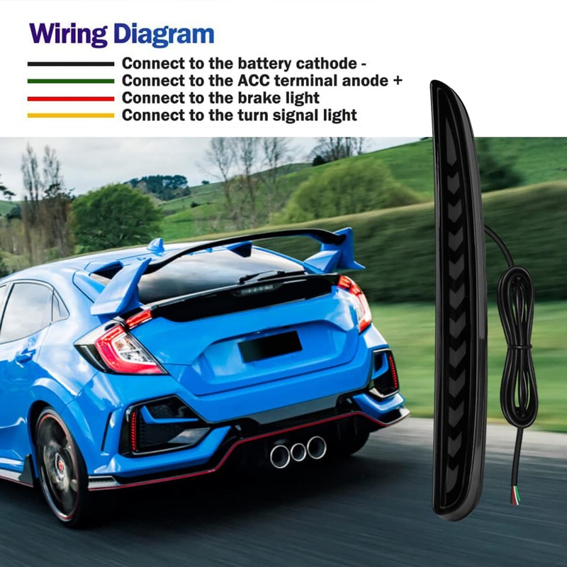 AFOGGEST Smoked Lens Rear Bumper Lights for 2017-2021 Honda Civic