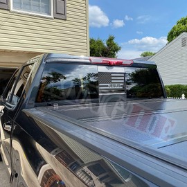 Xinghe for Dodge Ram 2009 to 2024 2025 2026, American Flag Decals Stickers for Truck Back Middle Window, Matte Black USA Flag Decal