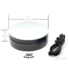 Mini 360 Rotating Electric Turntable Display w/Power Cord USB or Battery Powered for Photography Products Display, Jewelry, Watch 1:64 Diecast Car Toy Vehicle Display Turn Table Mirror Top