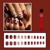 Valentines Press On Nails Short Square Fake Nails Red Heart