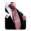 GUSLESON New 3.15"（8cm） Solid Color Necktie and Pocket Square Cufflinks Clip Set, Dusty Rose, general