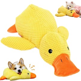 Auzlya Anti-Stress Duck Dog, Quack Duck Dog Toy, Interactive Dog Toy Duck, Squeaky Toy Dog Cuddly Toy, Yellow Squeaky Toy for Dogs, for Small, Medium, Large Dogs