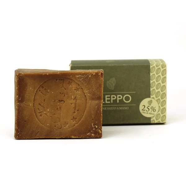 LYNPHA VITALE Aleppo Soap Bar with Olive Oil and 25% of Laurel Oil – Original Recipe - Handmade and Organic Soap - Natural Product Suitable for Sensitive Skins – Ideal as Body Soap and Shampoo- 200 gr