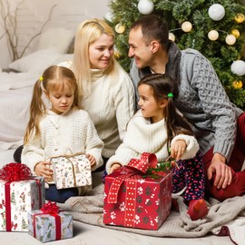 GIOLAINY Dog Christmas Wrapping Paper for Men Women Kids Pet Lovers - Funny Gift Wrap with Watercolor Santa Pups, Winter Holiday Dogs Design - 4 Jumbo Sheets (28" x 40"), Easy to Store