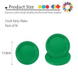 Aisszhao 16pcs Green Paper Plates 7 Inch Solid Color Paper Plates,Disposable Paper Plates Tableware Birthday Decorations Plates for Him,Her,Men,Women,Adults Tea Party,Paper Plates for Kids Party