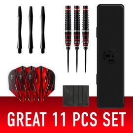 Harrows Fire High Grade Alloy Steel Tip Darts Set 21 g, 22 g, 23 & 24 g - Includes Black Speedline Shafts, Fire Flights & Travel Case (23, g)
