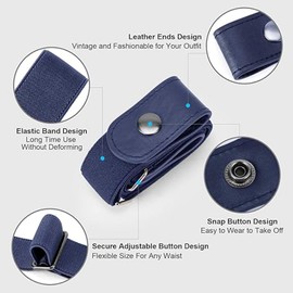 4Pcs No Buckle Belts for Women and Men, Invisible Elastic Belt, Belt for Women, Side Stretch Belts Unisex Waist Belt, Adjustable Easy to Carry Elastic Belt for Women, Jeans, Tight Pants(Black, Blue)