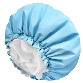 Shower Caps for Women, Terry Cloth Lined and Reusable Bath Caps, Double Waterproof Layers Shower Cap, Bathing Shower Caps, Bath Hair Cap - Color: blue
