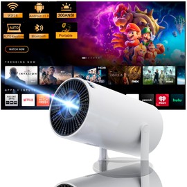 Amovfilm Projector,Mini Projector with Wifi and Bluetooth With Android 11,Smart Protable Proyector Porttil 4k, Auto Horizontal Correction, 180 rotation,Outdoor Projector for Phone/TV Stick/Laptop
