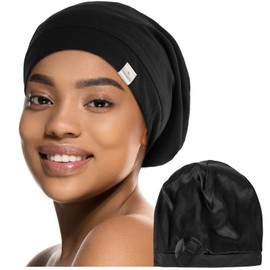 YANIBEST Silk Satin Bonnet Hair Cover Sleep Cap - Adjustable Stay on Silk Lined Slouchy Beanie Hat for Night Sleeping