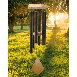 Howarmer Wind Chimes Outdoor Deep Tone, 30 Inches Wind Chimes Outdoor, Memorial Wind Chimes with Hook as Gifts for Mother's Day/Housewarming/Christmas, Patio, Garden, Yard, Home Decor. Black