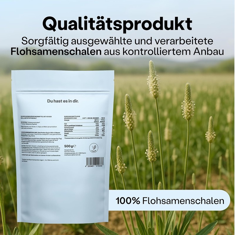 Cáscaras de Psyllium Husk Fairment 500 g – Fibra natural