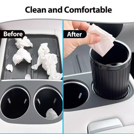 Mozzoom 2 Pieces Portable Car Trash Can with Lid, Waterproof and Odor Proof, Includes 4 Rolls of Trash Bags, Mini Trash Can for Car, Home and Office