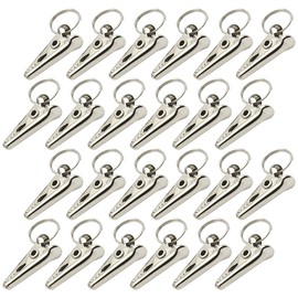 UUYYEO 24 Pcs 20mm Metal Alligator Clips Christmas Ornament Clips Crocodile Clamps Christmas Beard Clips Christmas Baubles Hooks Xmas Balls Hangers
