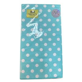 Polka Dot Party Napkins – 2 Packs of 15 (30 Total) Baby Blue with White Dots | 3-Ply 33x40 cm | Serviettes bleues à pois – 2 x 15 unités (30 Total), 3 plis