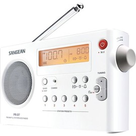 Sangean PR-D7 Digital Portable Radio with Built-in Battery Charger, AM/FM, (White)