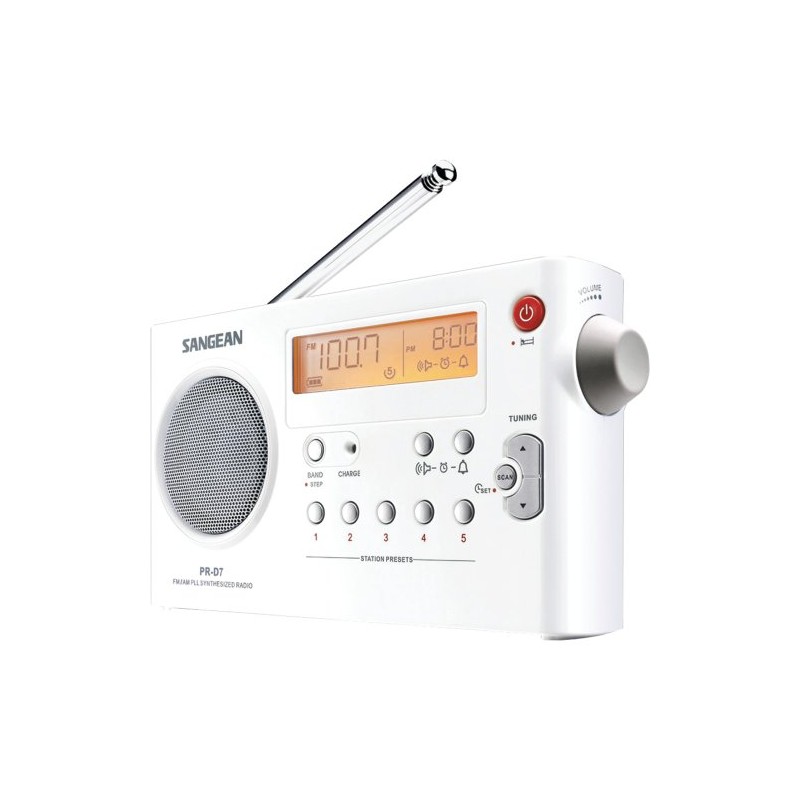 Sangean PR-D7 Digital Portable Radio with Built-in Battery Charger, AM/FM,
