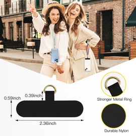 takyu Phone Tether Tab, 2 Pack Universal Phone Safety Tether Connector Without Adhesive Compatible for Most Smartphones (Black)