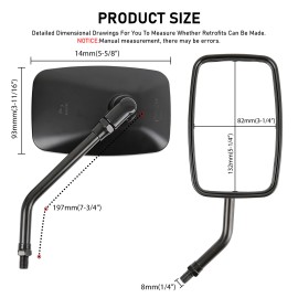 Dreamizer 10mm Motorcycle Rectangle Rearview Mirrors For Honda Magna 250 750 V30 V65 V45