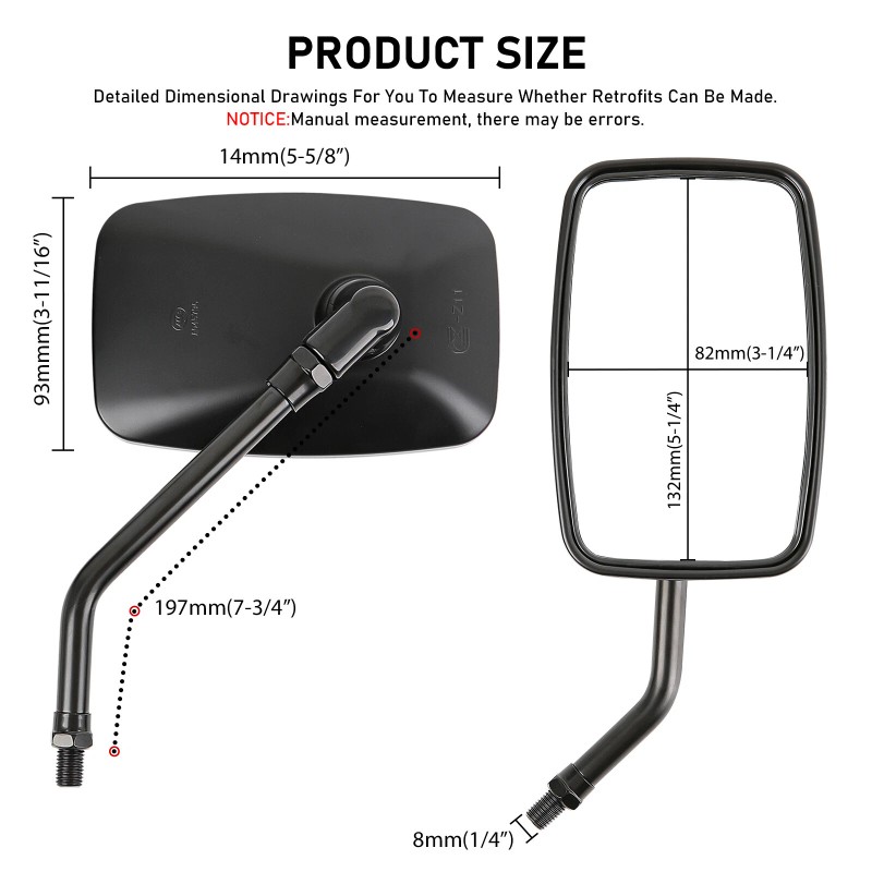 Dreamizer 10mm Motorcycle Rectangle Rearview Mirrors For Honda Magna 250