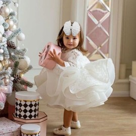 YanJie Nylon Elastic & Lace Hairband - Soft Baby Hair Bows Headbands for Girls Infants & Toddlers, 3 Pack - Black, White, Pink