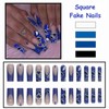 MISUD Press on Nails Long Square Fake Nails Glossy Glue