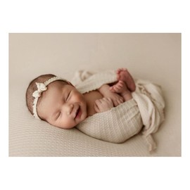 Ederafoto Newborn Photography Props Wraps Backdrop Set Baby Photoshoot Infant Photo Posing Texture Knit Fringed Waffle Sweater (Beige-Backdrop with Wrap)