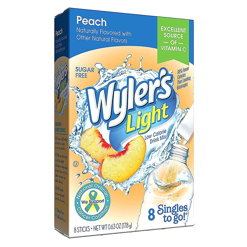 Wyler's Light Singles To Go Drink Mix, Peach, 6 pack