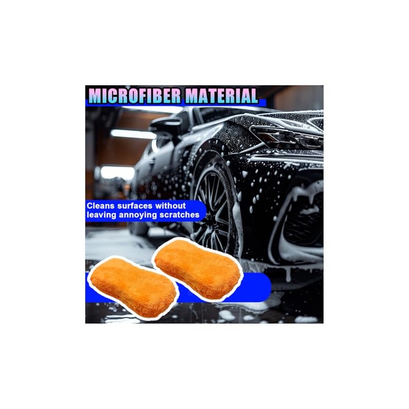 2 esponjas de microfibra para detalles de automóvil, almohadilla aplicadora