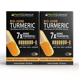 HerbScience Turmeric Curcumin, High Absorption Ultra Potent 95% Curcuminoids Turmeric Supplement, Digestion & Immune Support, Non-GMO, Herbal Supplement, 2-Pack