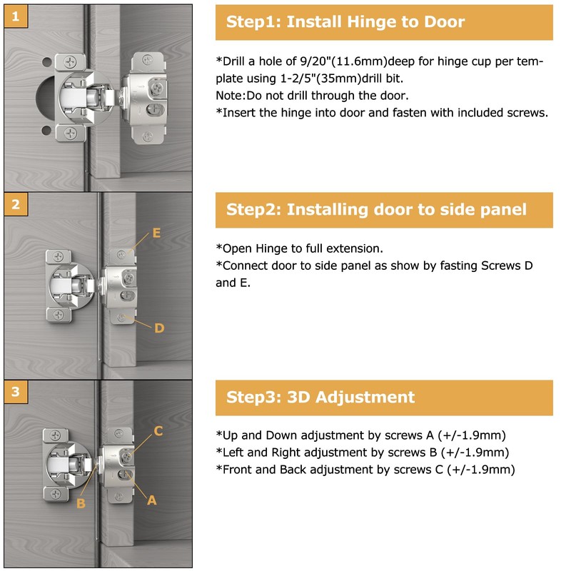 Furniware 20 Pieces 1-1/4 in Overlay Soft Close Concealed Hinge