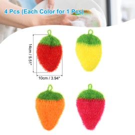 PATIKIL Dish Scrubber, 4 Pcs Non Scratch Cleaning Sponge Hand Crochet Double Layered Durable Dish Cloth Kitchen Sponge for Washing Dishes for Cookware Tubs Sinks, Strawberry