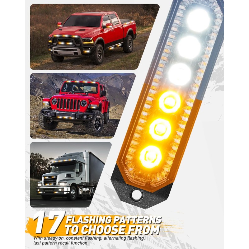 HLauto 406T Emergency Strobe Grille Lights: 4Pcs 6 LED Sync
