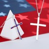 MUYUU American Flag Cross Necklace, Silver Plated Patriotic Cross Pendant