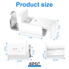 YOYEAH Pack of 8 Pleated Blind Clamp Supports No Drilling – Pleated Bracket Replacement Parts for Gluing – Clamp Holder for Roller Blinds – Pleated Replacement Parts Clamp Support for Tensioned