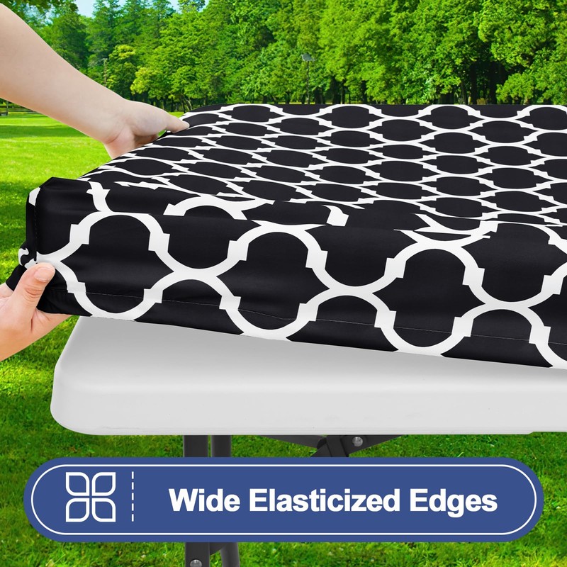 Smiry 2 Pack Rectangle Table Cloth 4 Foot, Waterproof Elastic