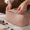 2 Pieces PU Cosmetic Bag Travel Bag, Large Capacity Layered