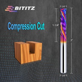 2PCS Up & Down Cut Spiral Router Bit 1/4 Inch Shank 1/4 Inch Cutting Diameter, Coating CNC Router Bits End Mill for Wood Cutting, Slot Mortise, Engraving