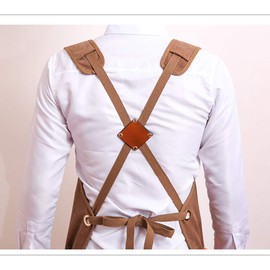 aolaso Canvas Tools Apron, Work Aprons Engineers Carpenter Painting Apron with Pockets & Adjustable Strap Bib Apron for Workshop Coffee Unisex (Brown)