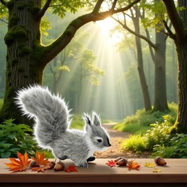 Ymhapp Grey Mini Simulation Plush Squirrel 30 cm Mini Squirrel Stuffed Animals Plush Rabbit Soft for Gift Home Decor Place Table Decorations Ornament Room Decorations Collectible Dolls