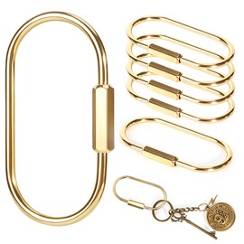 6Pack Brass Keychain Carabiner Clip with Secure Screw Locking