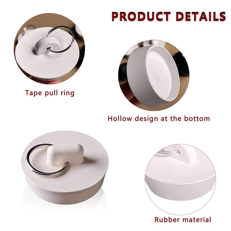 5 Pieces Bath Stopper Plug, Sink Plug Rubber, Rubber Bath