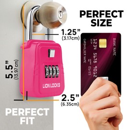 Lion Locks 1500 Key Lock Box with Code, Lockbox for Keys Outdoor, Realtor Lock Box for Short-Term Rentals, Holds 5 Keys (6 Pack, Pink)