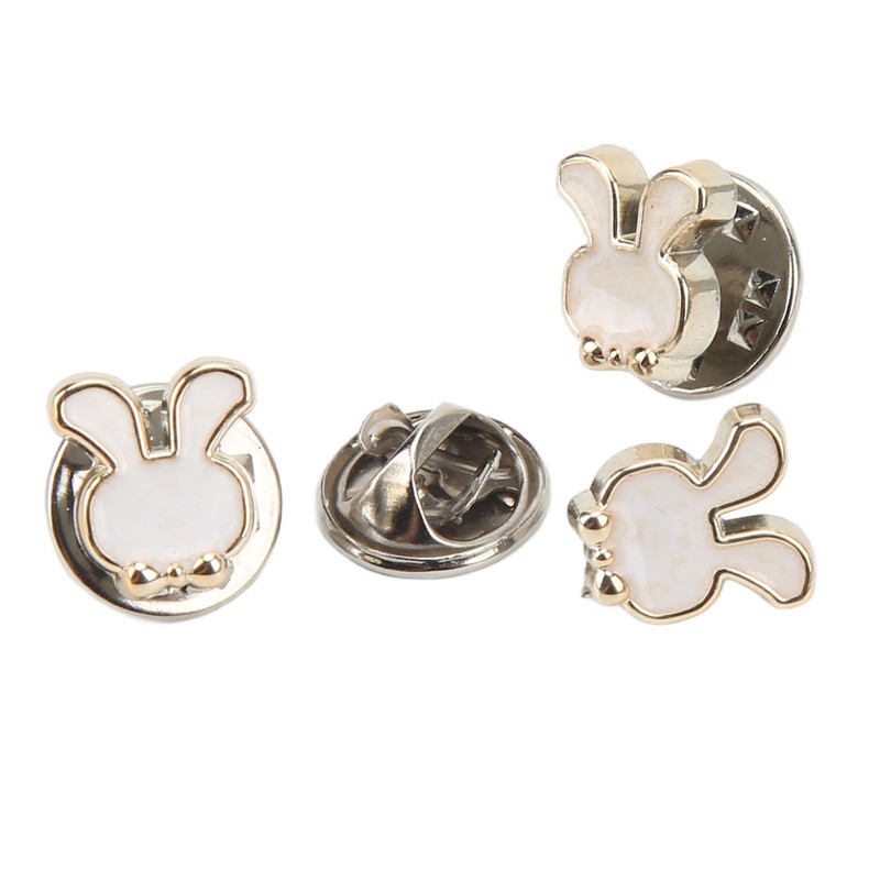 3 Boxes 150pcs Brooch Buttons White Rabbit Head Shape Detachable