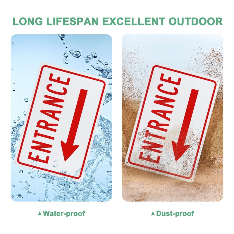 M METERXITY 2-Pack Left Arrow Entrance Sign 14x10 Inch Aluminum