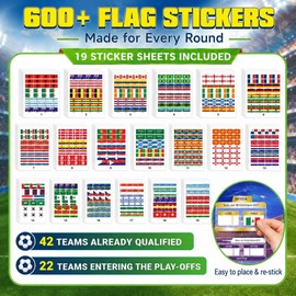 Extra Large 43" x 32" 2026 International Soccer Tournament Schedule Poster Set - 2 Pcs Wall Chart Bracket Map with 600 Country Flag Stickers & Champion Predictor