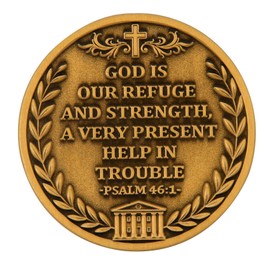 Psalm 46:1 Challenge Coin - God is Our Refuge and Strength Christian Collectible, 1.57 Inch Double-Sided Religious Token