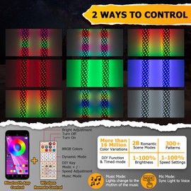 WeiSen 2PCS 3FT LED Whip Light w/Brake Turn Reverse Lights, RGB LED Antenna Spiral Light w/Plug & Play Adapter Compatible with Polaris RZR Maverick X3 UTV ATV Golf Cart Truck